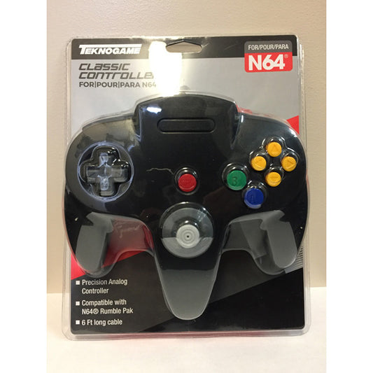 N64 Controller (TeknoGame, Black) - (Brand New) (Nintendo 64 Accessories)