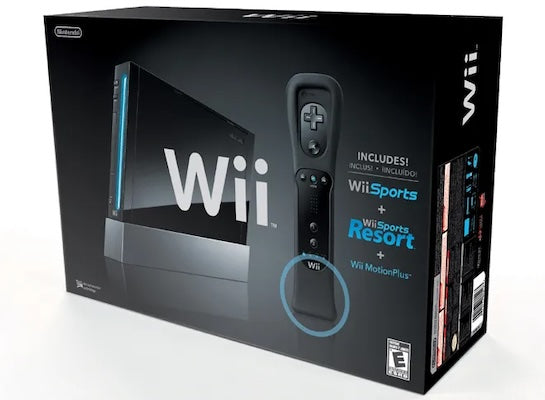 Black Nintendo Wii System [Wii Sports + Wi Sports Resort + Wii MotionPlus] - (CiB) (Wii Consoles)